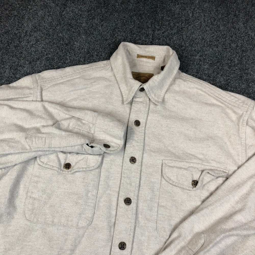 St‎ Johns Bay Mens Medium Chamois Cloth Heavyweight Shirt Oatmeal Heather Cotton